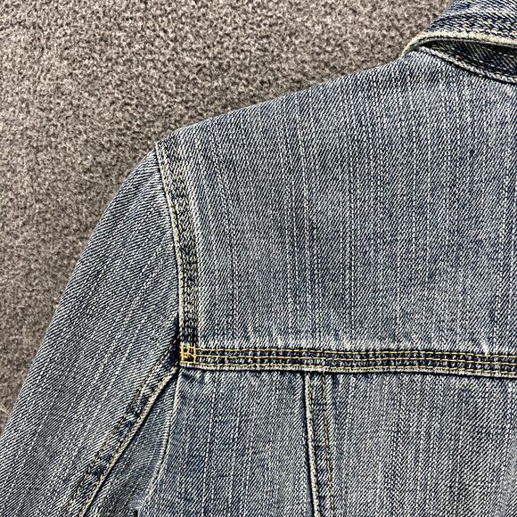 HOLLISTER CO Denim Jacket Girls Juniors Small distressed Tropical lined - Picture 12 of 15